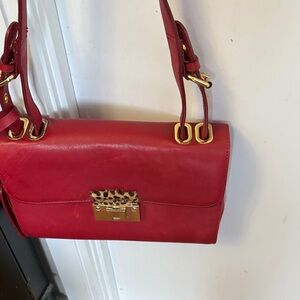 Stunning Leather GAYA Red Crossbody or handbag Bag with Gold Accents